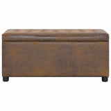 Storage Ottoman 87.5 cm Brown Faux Suede Leather - Front View