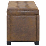 Storage Ottoman 87.5 cm Brown Faux Suede Leather - Side View