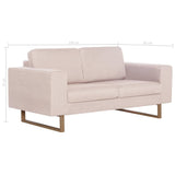 2-Seater Sofa Fabric Cream - Low Angle