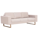 3-Seater Sofa Fabric Cream - Front View
