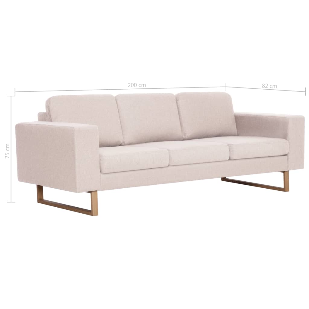 3-Seater Sofa Fabric Cream