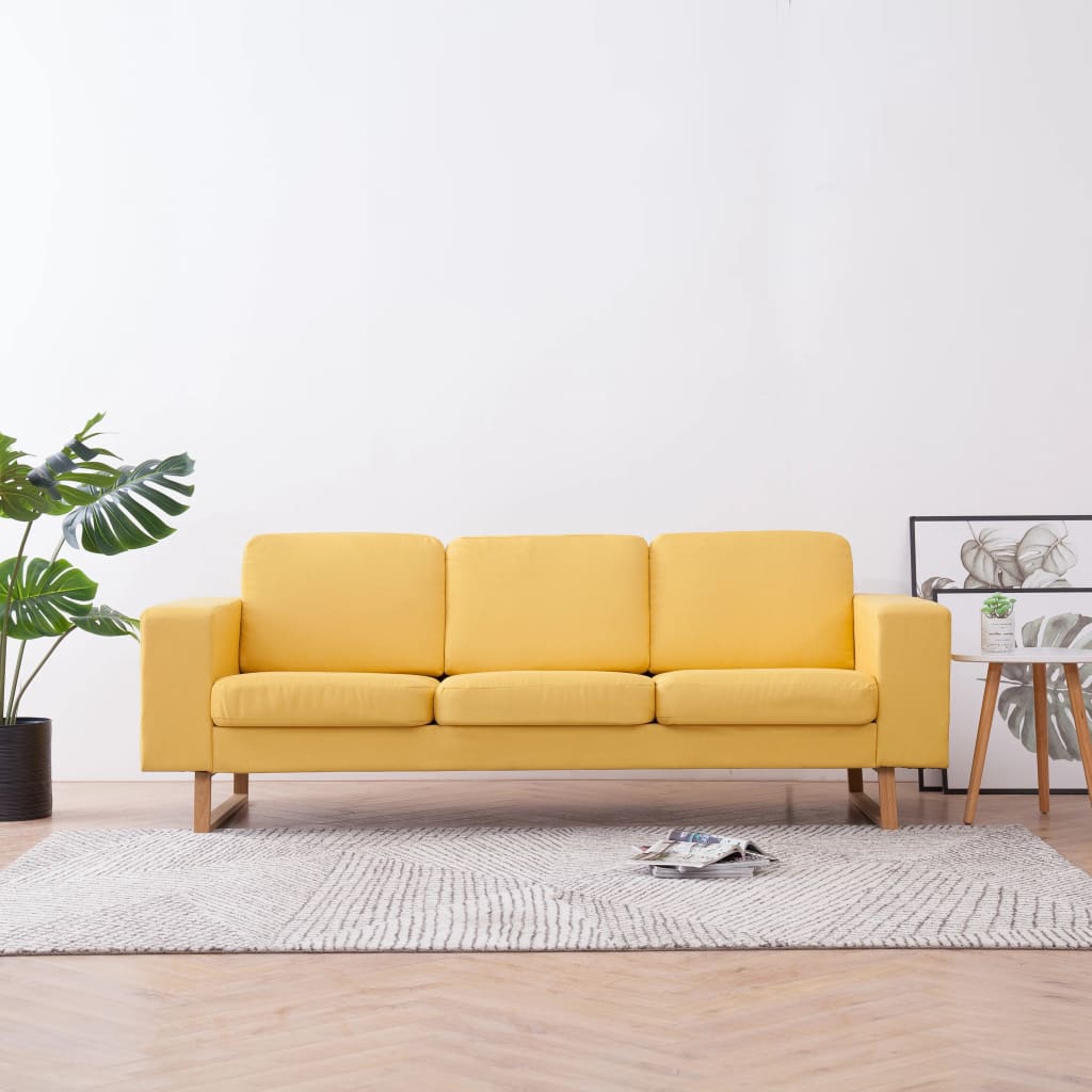 3-Seater Sofa Fabric Yellow