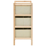 Storage Racks with 3 Fabric Baskets 2 pcs Beige Cedar Wood