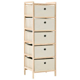Storage Racks with 5 Fabric Baskets 2 pcs Beige Cedar Wood