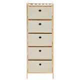 Storage Racks with 5 Fabric Baskets 2 pcs Beige Cedar Wood