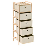 Storage Racks with 5 Fabric Baskets 2 pcs Beige Cedar Wood - Top-Down View