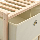 Storage Racks with 5 Fabric Baskets 2 pcs Beige Cedar Wood - Rear View