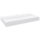 Wash Basin 100x46x11 cm Mineral Cast/Marble Cast White - Front View