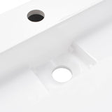 Wash Basin 100x46x11 cm Mineral Cast/Marble Cast White - Close-Up Angle