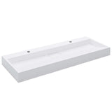Wash Basin 120x46x11 cm Mineral Cast/Marble Cast White - Front View
