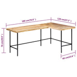 Desk 180x120x76 cm Solid Mango Wood - Low Angle