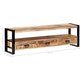 TV Cabinet 150x30x45 cm Solid Mango Wood - Close-Up Angle