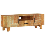 Hand Carved TV Cabinet 120x30x40 cm Solid Reclaimed Wood - Extra Image