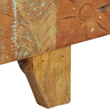 Hand Carved TV Cabinet 120x30x40 cm Solid Reclaimed Wood - Close-Up Angle