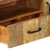 Hand Carved TV Cabinet 120x30x40 cm Solid Reclaimed Wood - Low Angle