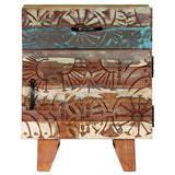 Hand Carved Bedside Cabinet 40x30x50 Cm Solid Reclaimed Wood - Side View