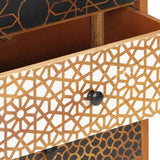 Sideboard with Printed Pattern 90x30x70 cm Solid Mango Wood - 45-Degree Angle