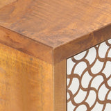 Sideboard with Printed Pattern 90x30x70 cm Solid Mango Wood - Rear View