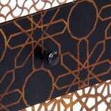 Sideboard with Printed Pattern 90x30x70 cm Solid Mango Wood - Close-Up Angle