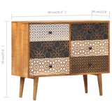 Sideboard with Printed Pattern 90x30x70 cm Solid Mango Wood - Low Angle