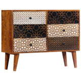 Sideboard with Printed Pattern 90x30x70 cm Solid Mango Wood - Extra Image