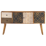 Sideboard with Printed Pattern 130x30x70 cm Solid Mango Wood - Front View
