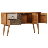 Sideboard with Printed Pattern 130x30x70 cm Solid Mango Wood - Side View