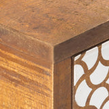 Sideboard with Printed Pattern 130x30x70 cm Solid Mango Wood - 45-Degree Angle