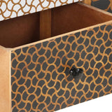 Sideboard with Printed Pattern 130x30x70 cm Solid Mango Wood - Rear View