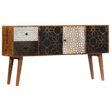 Sideboard with Printed Pattern 130x30x70 cm Solid Mango Wood - Extra Image