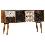 Sideboard with Printed Pattern 130x30x70 cm Solid Mango Wood - Extra Image