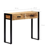 Console Table 90x30x75 cm Solid Mango Wood - Close-Up Angle