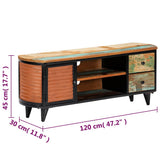 TV Cabinet 120x30x45 cm Solid Reclaimed Wood - Rear View