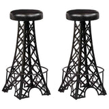 Bar Stools 2 pcs Real Leather