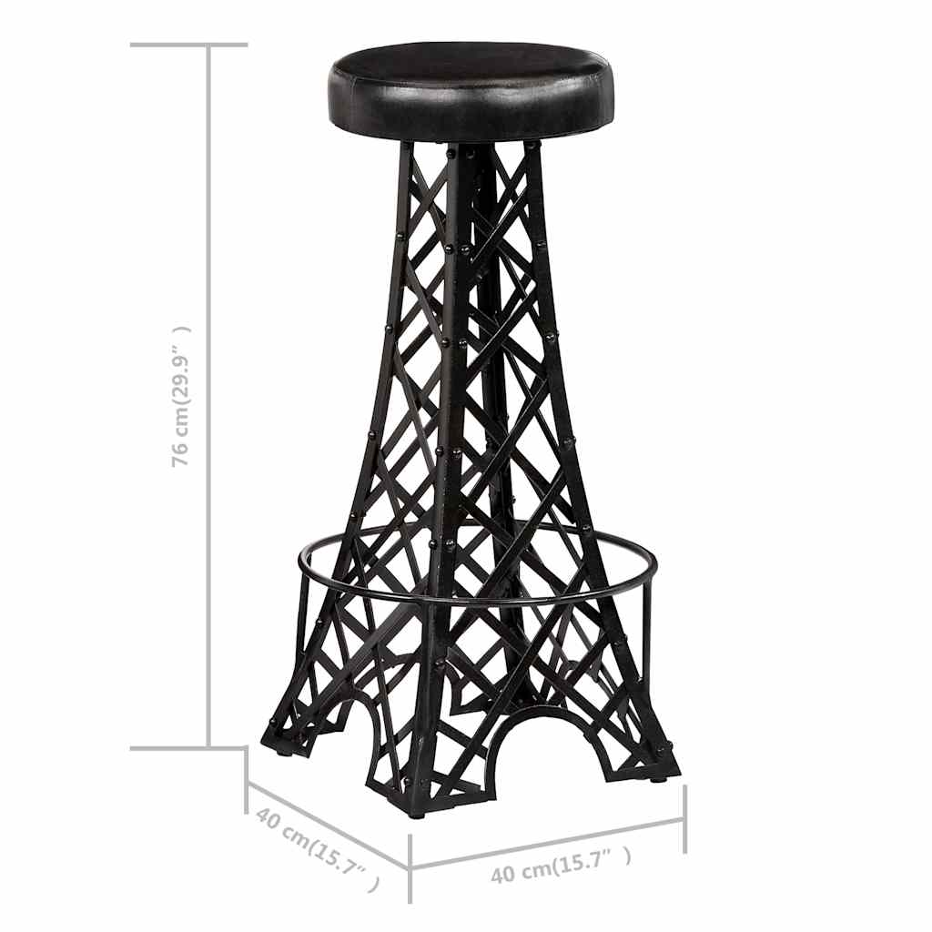 Bar Stools 2 pcs Real Leather