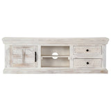 TV Cabinet White 120x30x40 cm Solid Mango Wood - Front View