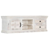 TV Cabinet White 120x30x40 cm Solid Mango Wood - Extra Image