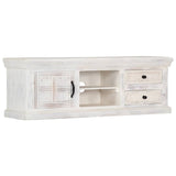 TV Cabinet White 120x30x40 cm Solid Mango Wood - Extra Image