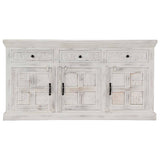 Sideboard White 140x40x74 cm Solid Mango Wood - Front View