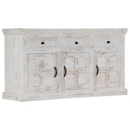Sideboard White 140x40x74 cm Solid Mango Wood