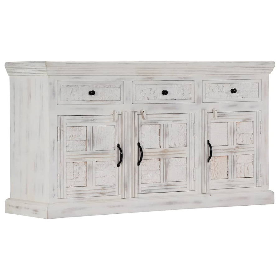 Sideboard White 140x40x74 cm Solid Mango Wood