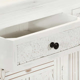 Sideboard White 140x40x74 cm Solid Mango Wood - Low Angle