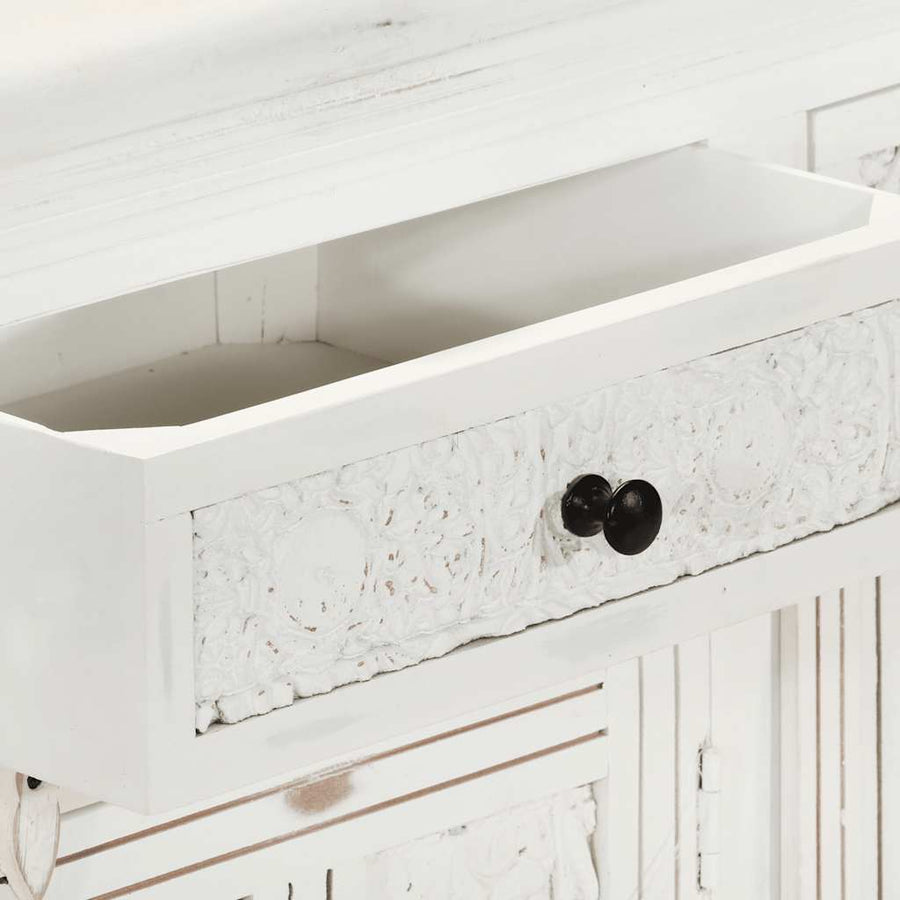 Sideboard White 140x40x74 cm Solid Mango Wood