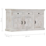 Sideboard White 140x40x74 cm Solid Mango Wood - Extra Image