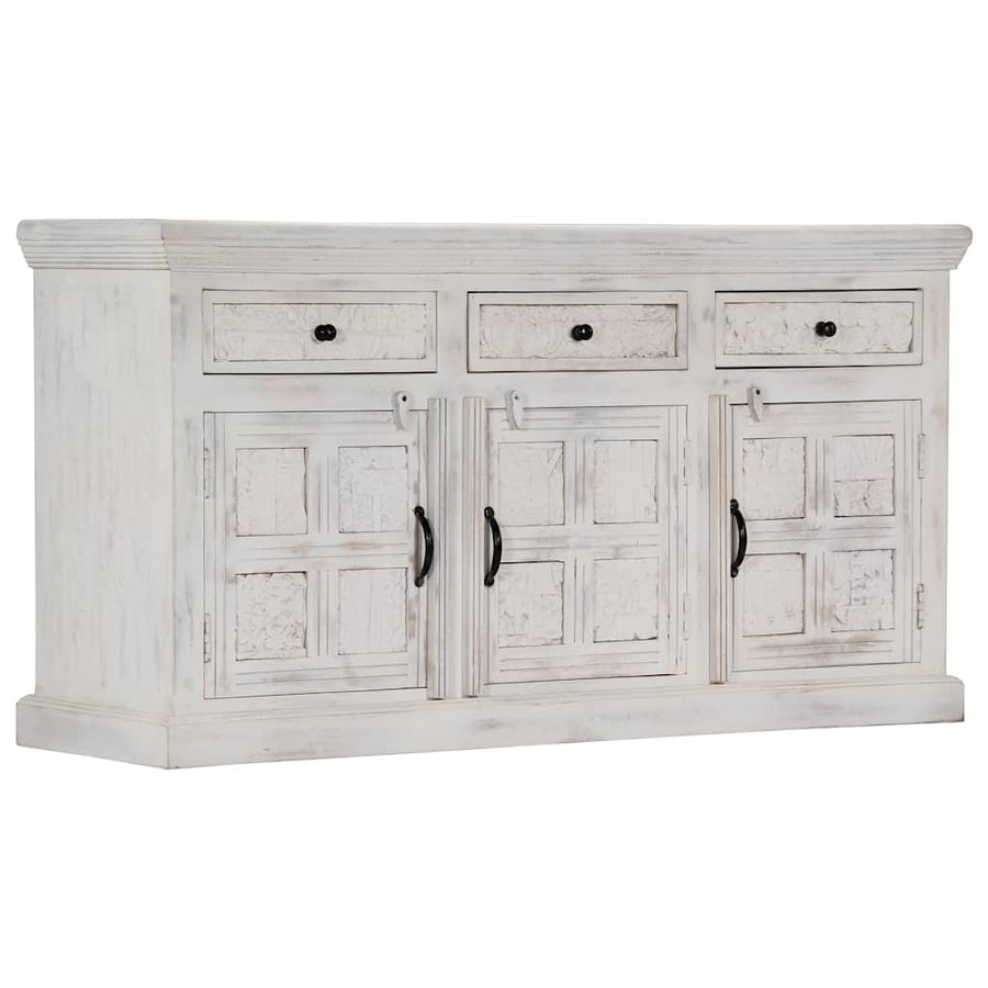 Sideboard White 140x40x74 cm Solid Mango Wood