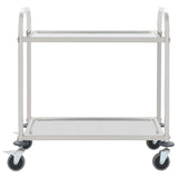2-Tier Kitchen Trolley 96.5x55x90 cm Stainless Steel - Front View
