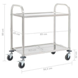 2-Tier Kitchen Trolley 96.5x55x90 cm Stainless Steel - Rear View