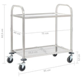 2-Tier Kitchen Trolley 95x45x83.5 cm Stainless Steel - Rear View
