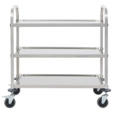 3-Tier Kitchen Trolley 96.5x55x90 cm Stainless Steel - Front View