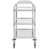 3-Tier Kitchen Trolley 96.5x55x90 cm Stainless Steel - Side View